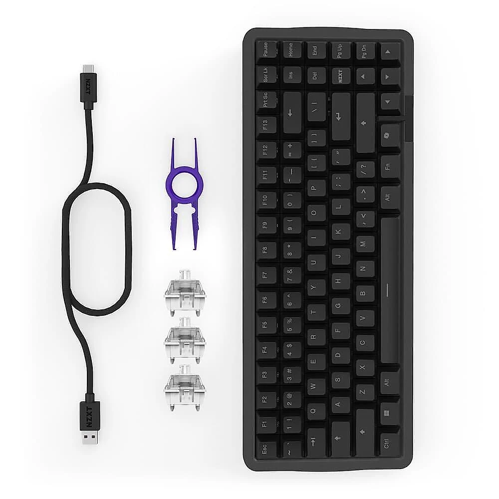 Teclado Magnético Gamer Sem Fio NZXT Function Elite MiniTKL, RGB, USB-C Removível, Preto - KB-101NB-US