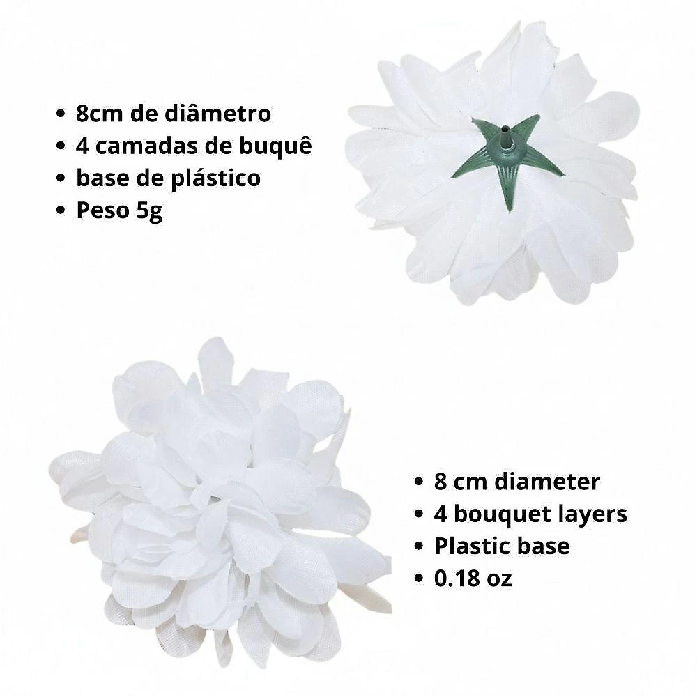 Flor Artificial Crisântemo Branco Saco com 50 Botões para Decoração de Eventos Maison Charlo