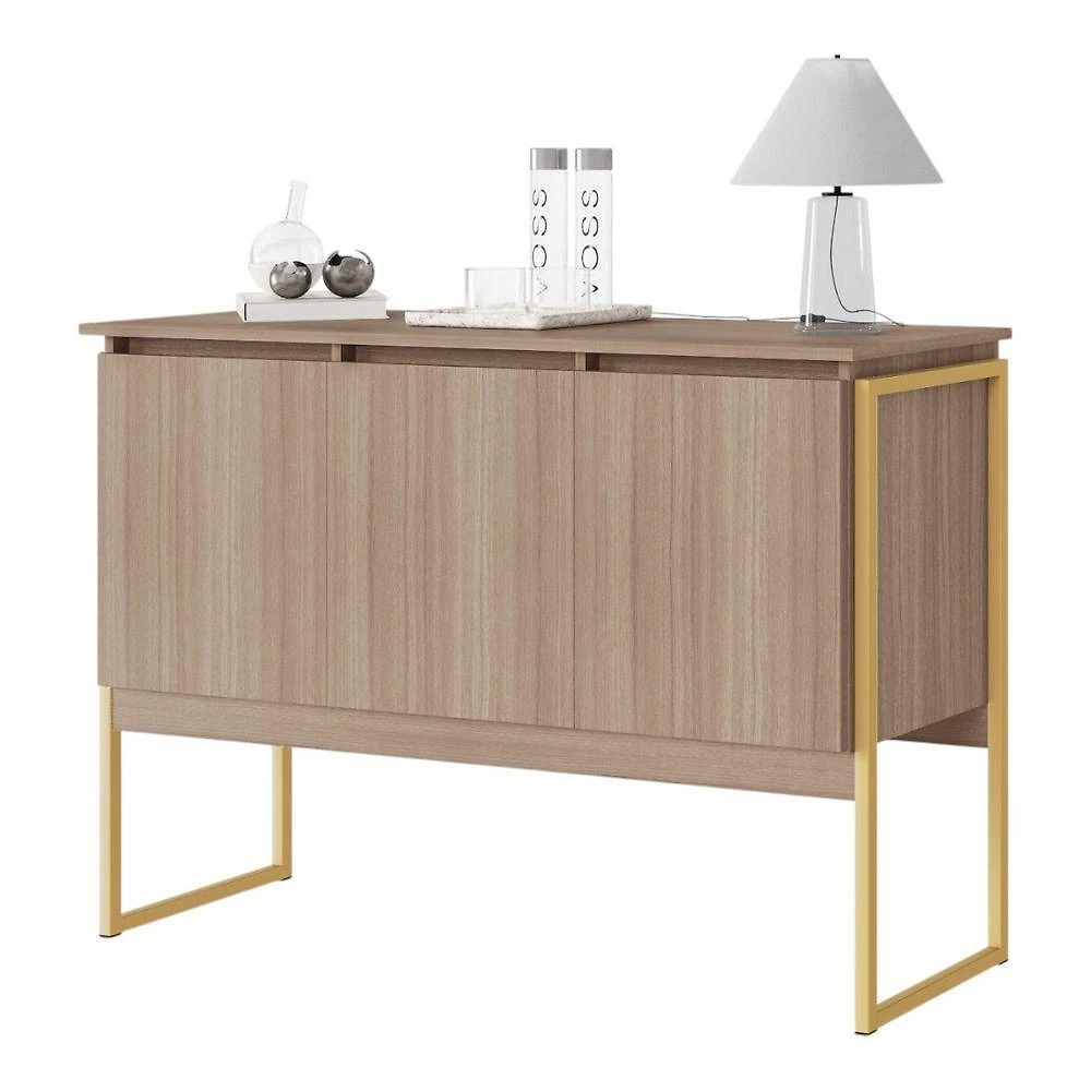 Buffet Mármore 3 Portas Montana Dourado MDP Perfex 15mm Estrutura Aço 20x20 Casah