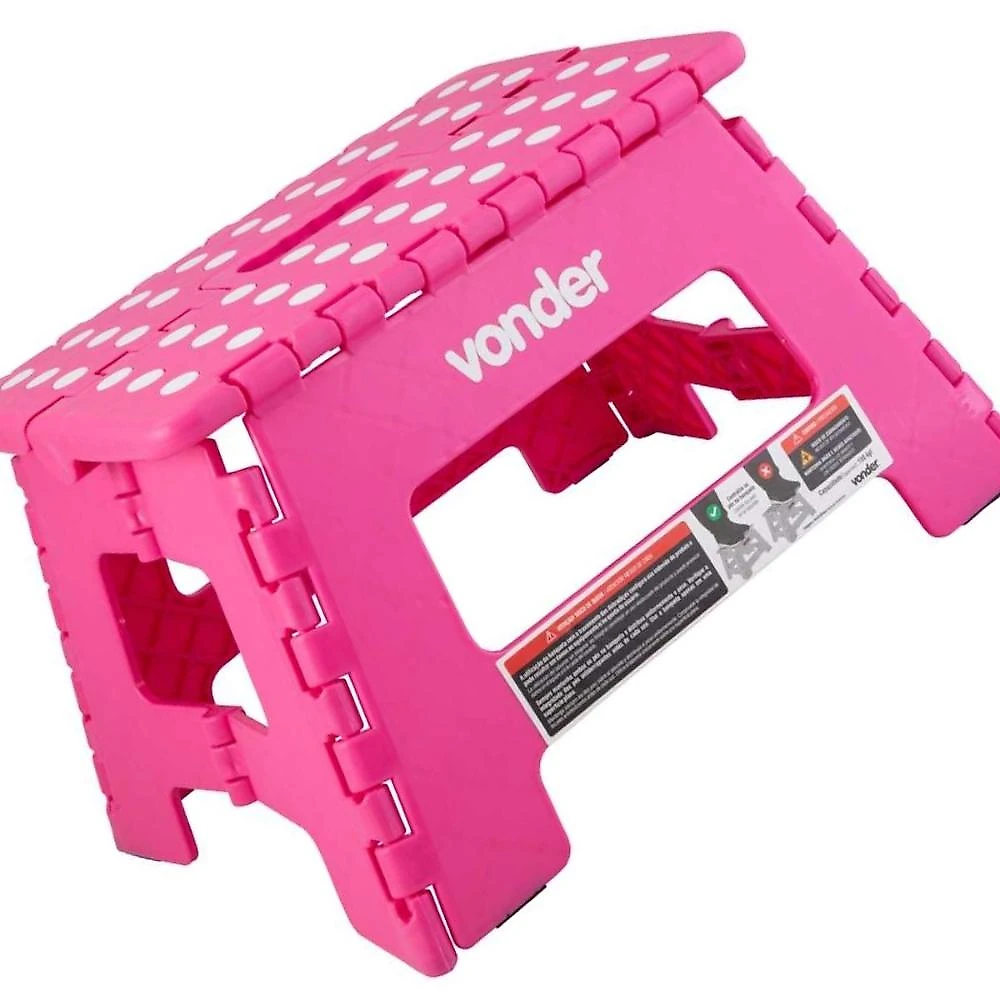 Banqueta plástica dobrável rosa 220mm vonder