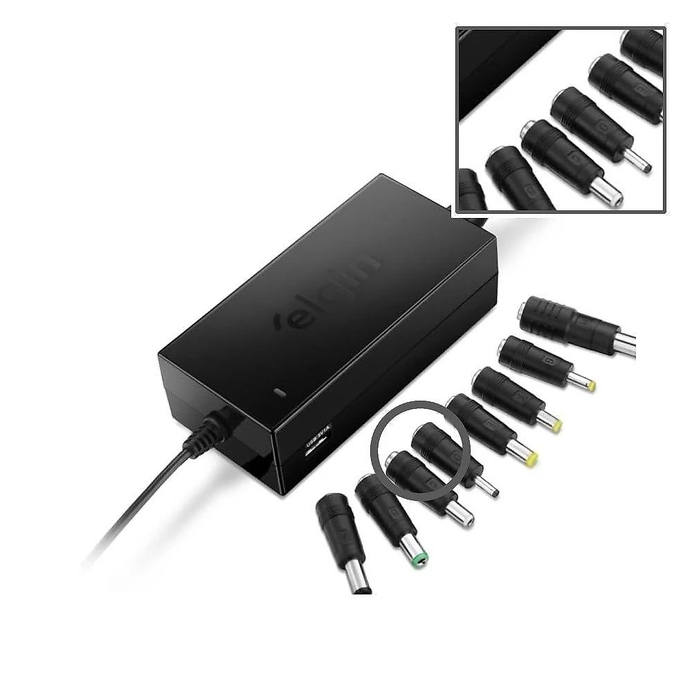 Fonte Universal para Notebook 90W com 9 Adaptadores Compatível com Modelos Lenovo Elgin