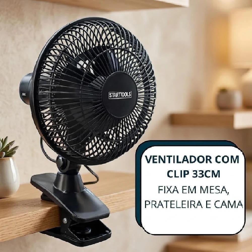 Ventilador de Mesa Portátil Yeet 25W 3 Pás 3 Velocidades Preto 220V