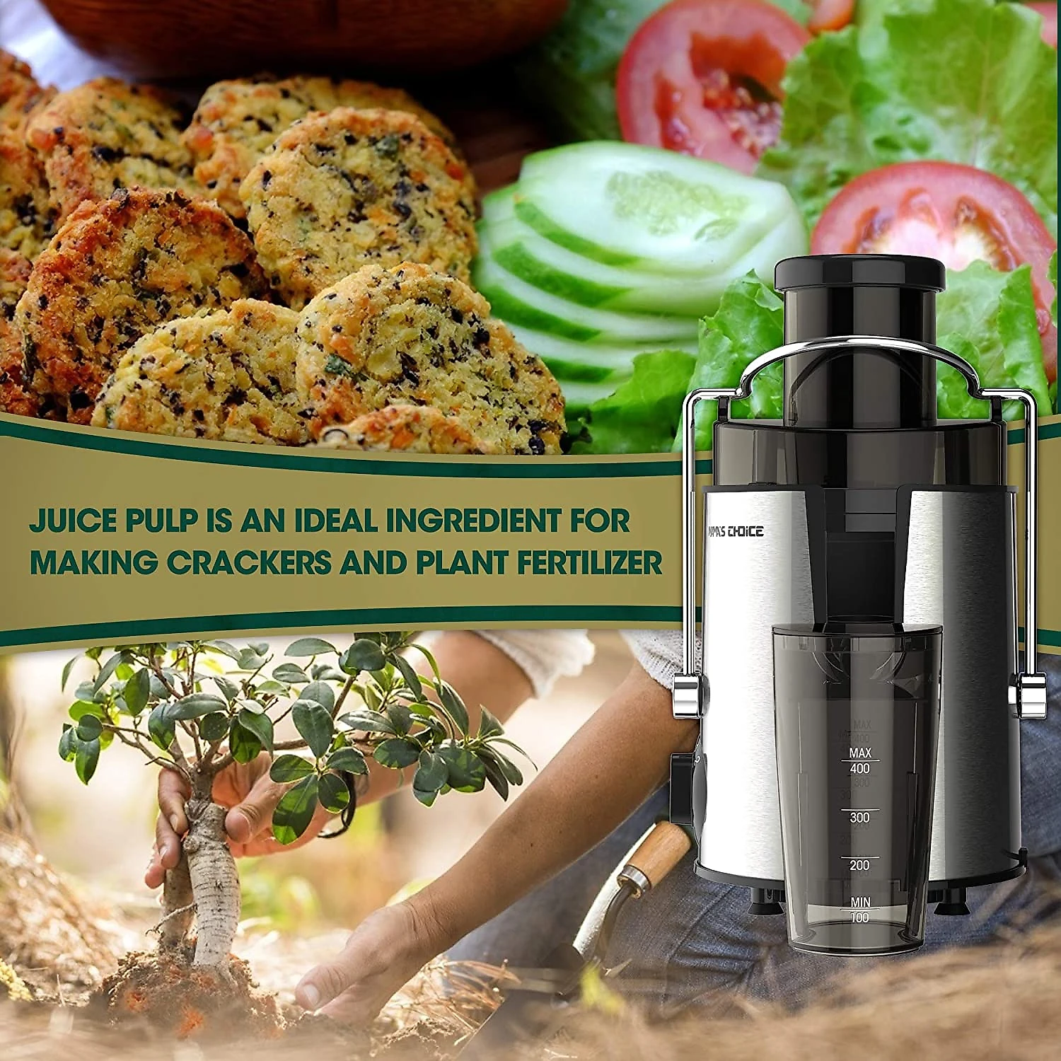 MAMAS CHOICE Centrífuga de Frutas Capacidade 450 mL 400W110V Prata