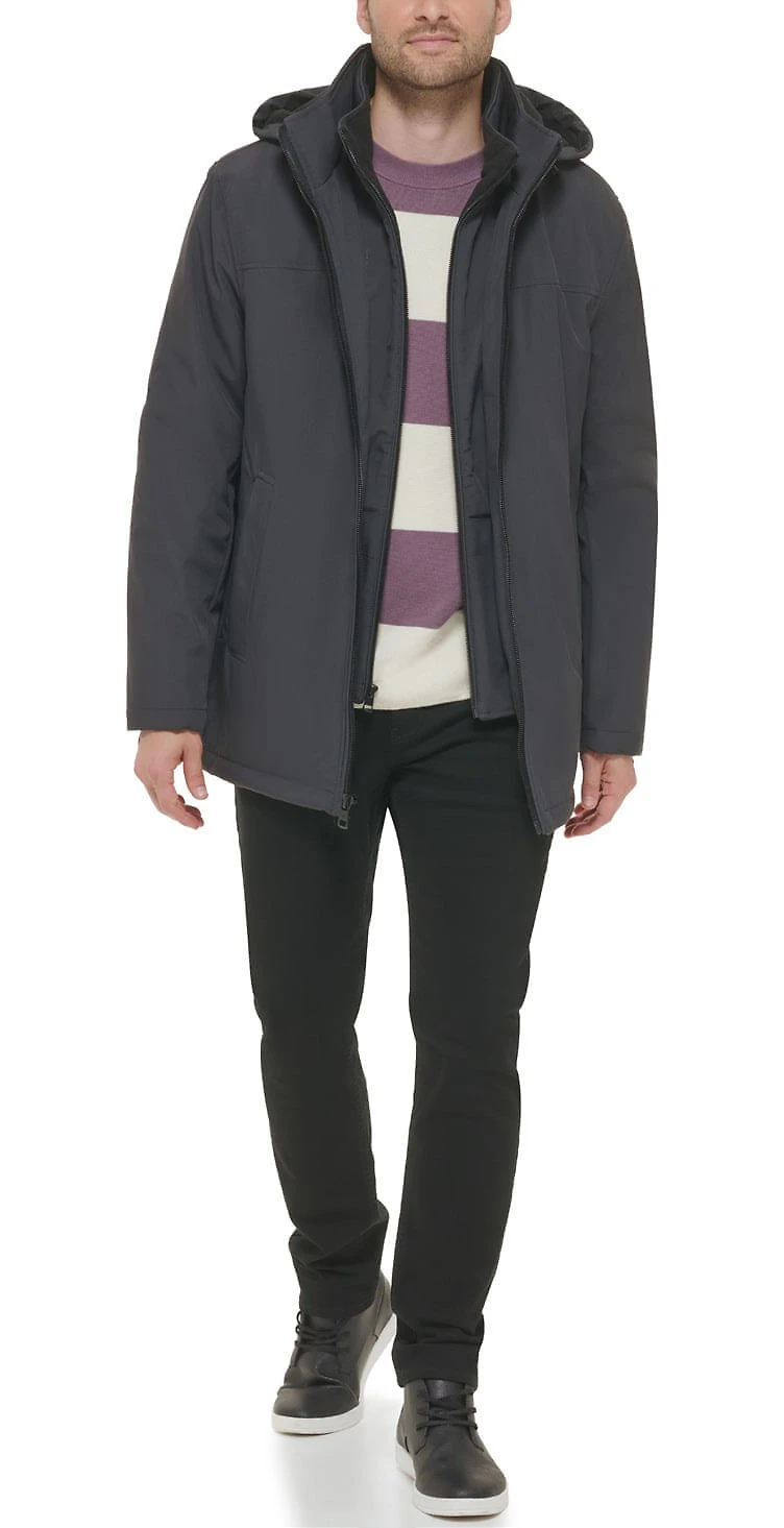Jaqueta Masculina Clássica Com Capuz Calvin Klein Jeans - Chumbo