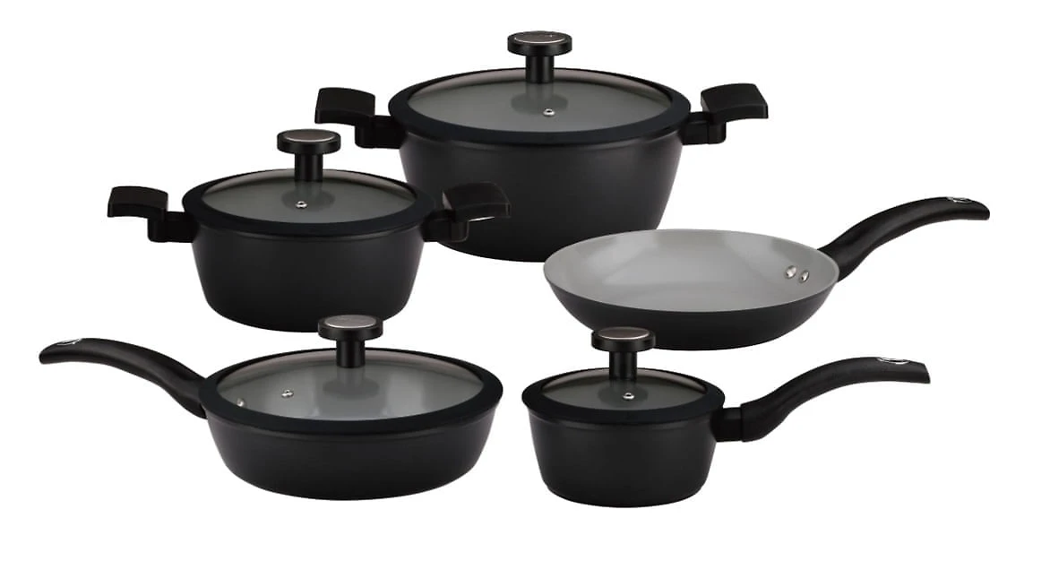 Conjunto de Panelas Noir 5 Peças em Cerâmica de Indução Kenya Preto