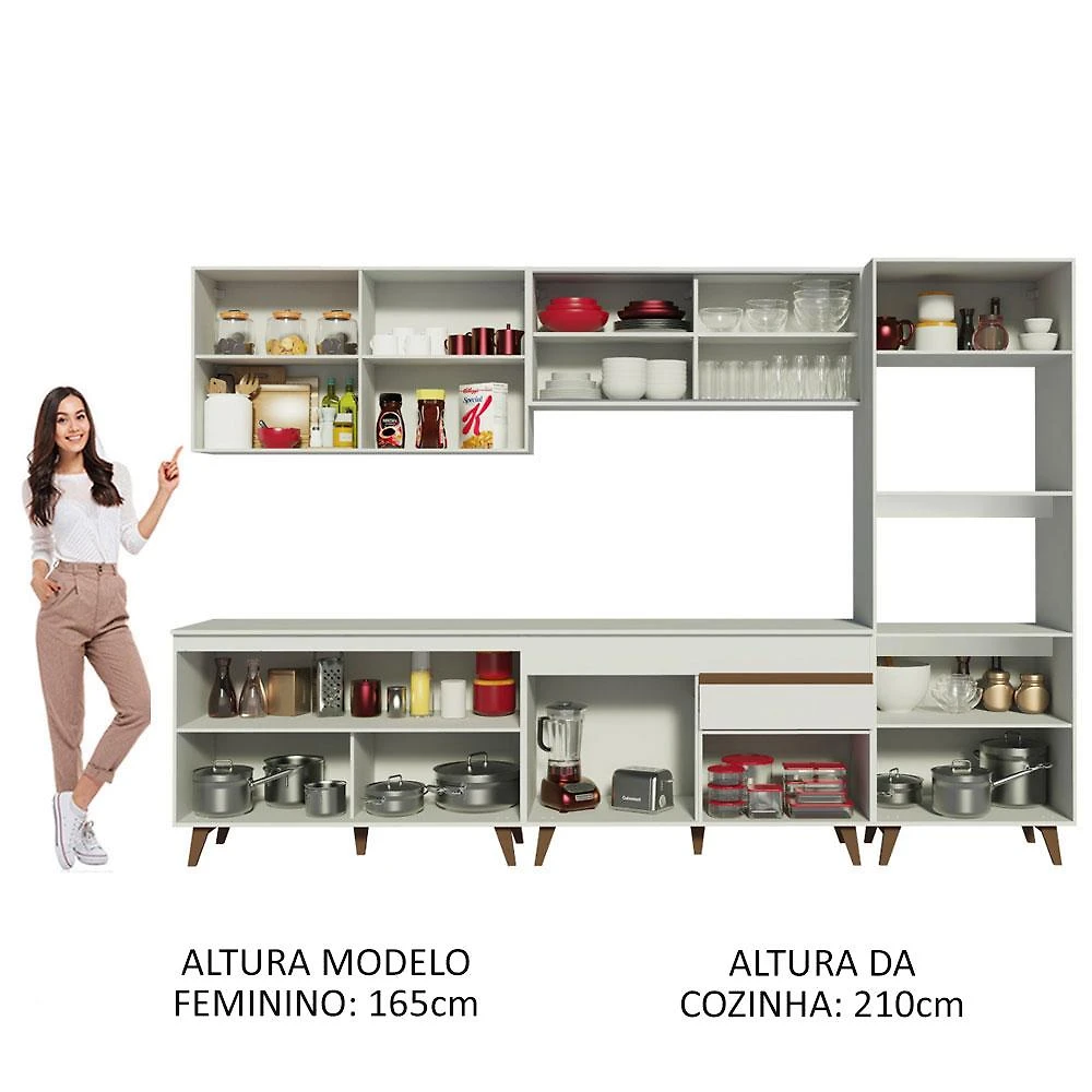 Miniatura Armário de Cozinha Completa 310cm Branco Reims Madesa XA01 Branco