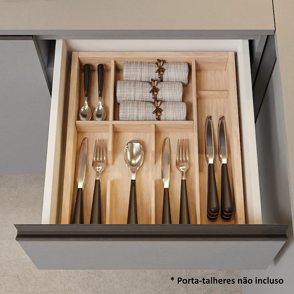 Armário de Cozinha Completa Suspenso 300cm Cinza Nice Madesa 04 Cinza