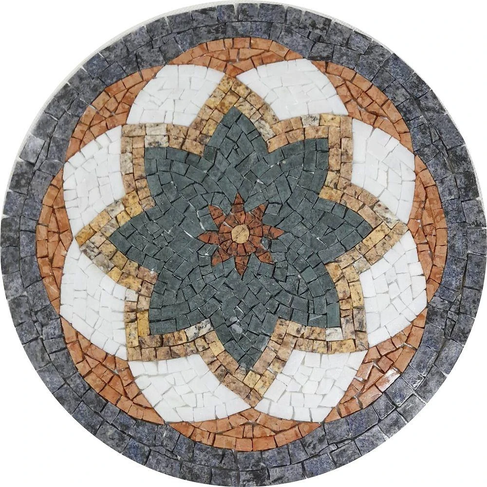 Mandala de Piso Linha Indiana Mármore e Granito 150CM Mosaico