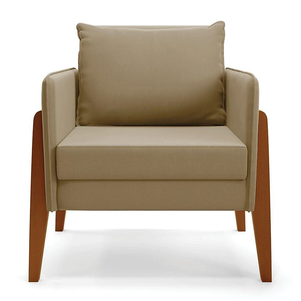 Kit 1 Sofá Namoradeira E 1 Poltrona Lana Suede Base De Madeira - D'rossi Cor Marrom Rato