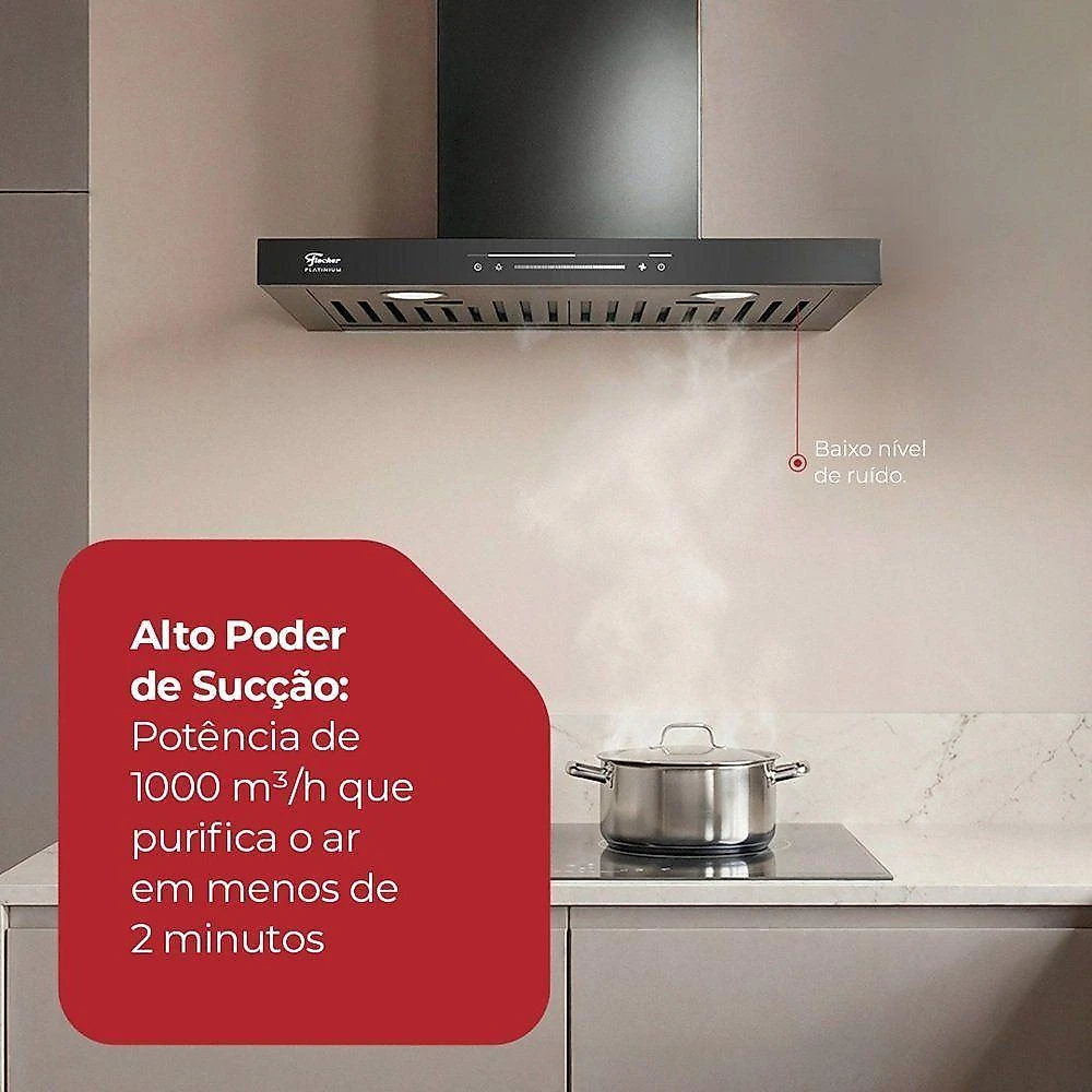 Coifa De Parede Fischer Platinium 60cm Com Controle Por Gesto 220V