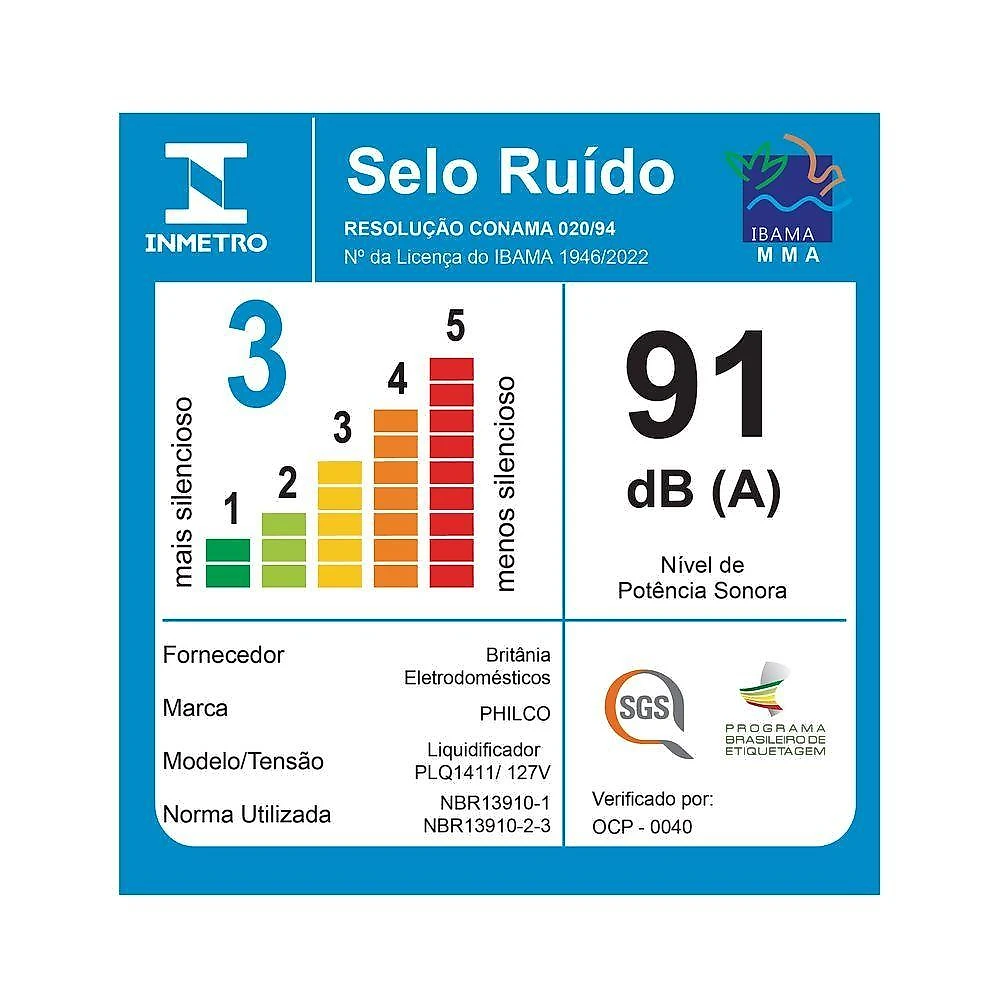 Liquidificador Philco PLQ1411P 4 velocidades 2,7L 1150W 110V
