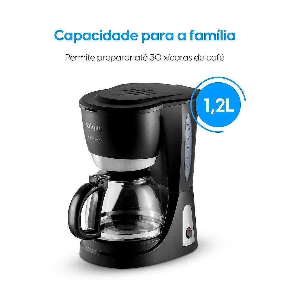 Cafeteira Elétrica Family Coffee Elgin 30 Xícaras Vidro 110V