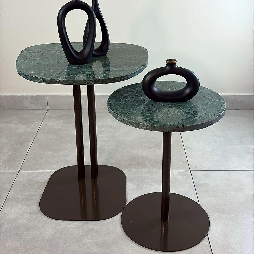 Conjunto de Mesas Atria Quadrado Vidro Alumínio 51CM Marrom webcontinental-7898757988800