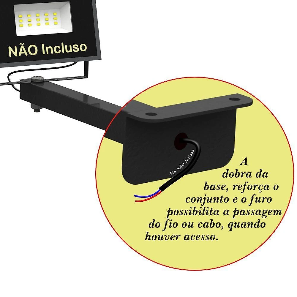 Suporte Refletor Fachada Banner Braço 40 Cm Preto