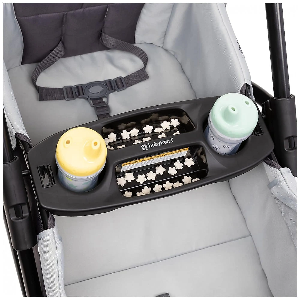 Carrinho de Passeio para 2 Crianças Multifuncional com Cobertura Removível e Dobramento, até 50 kg, Baby Trend, Preto