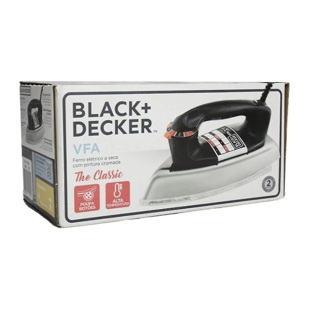 Ferro a Seco Black + Decker VFA1110TM2 1000W Base em Aço Inoxidável 220V
