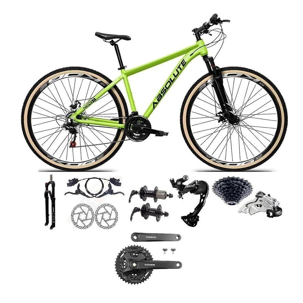 Bicicleta Aro 29 Absolute Nero 5 Câmbios Shimano Alívio-altus 27v Freio Hidráulico Garfo Com trava Verde 19