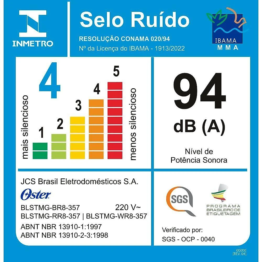 Liquidificador Oster Super Chef Vermelho 1,25L BLSTMG-RR8 110V