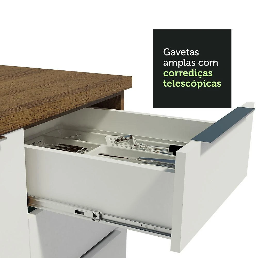 Armário de cozinha completa 330cm stella madesa 06 branco