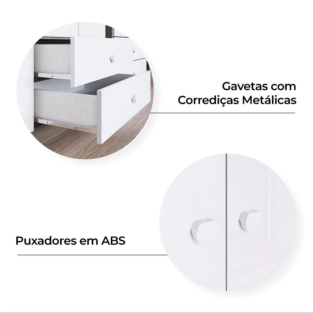 Quarto de Bebê Compacto com Berço e Guarda Roupa Lápis de Cor Espresso Móveis Rústico/Branco