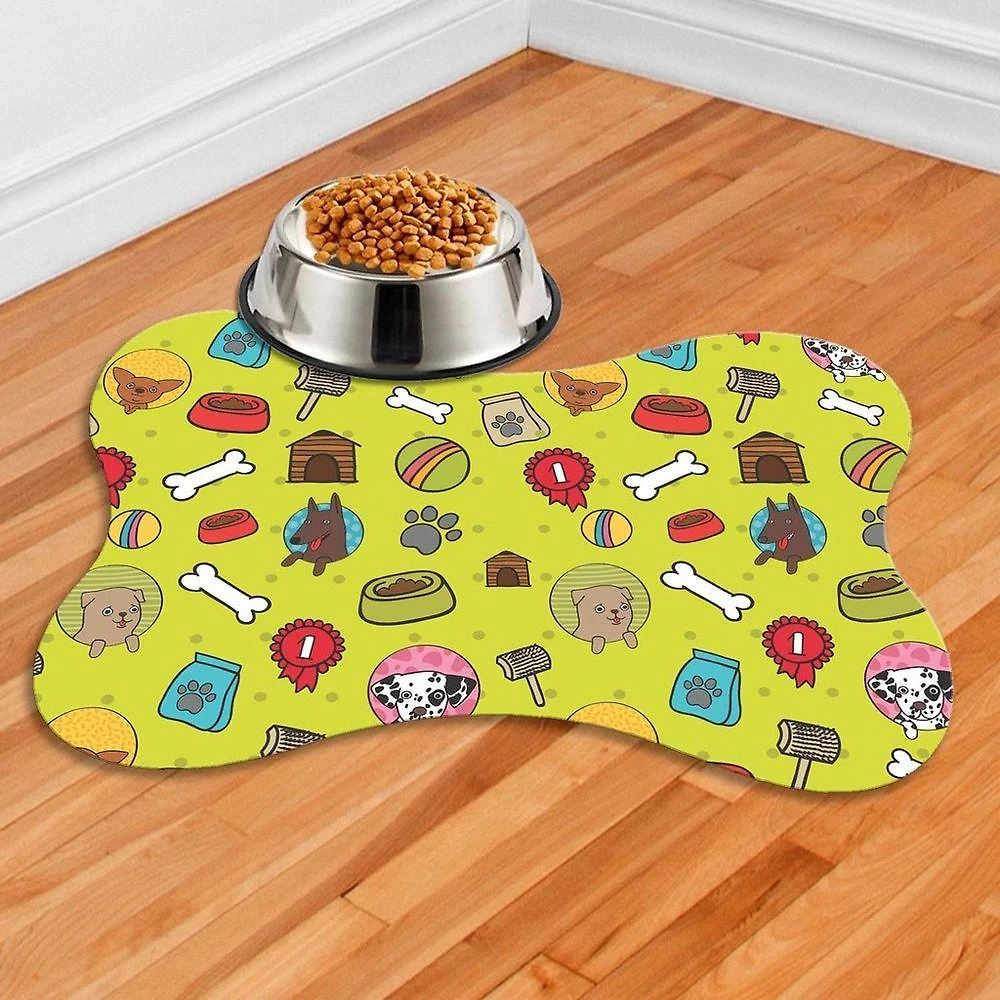 Tapete para Comedouro Pet OEM Pet-10006 Estampa Ossinho 38X25 1 Unidade