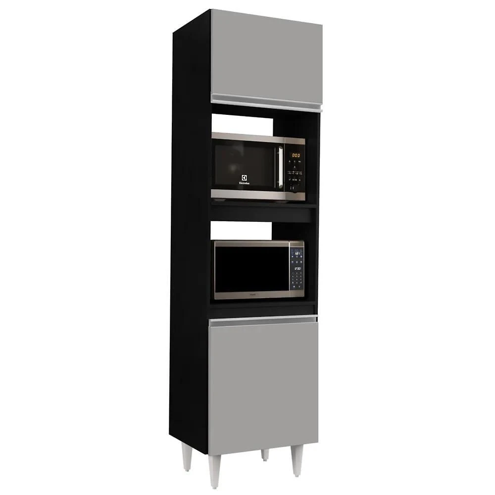 Paneleiro Cozinha Torre Quente 56cm Colorado Preto/cinza - Lumil Móveis