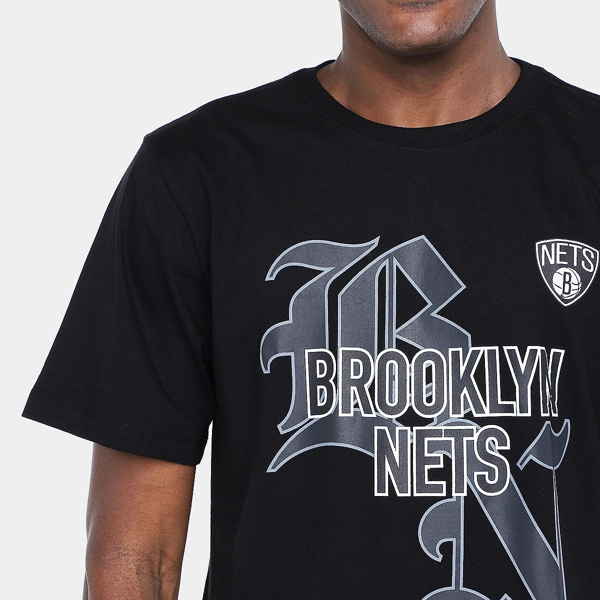 Miniatura Camiseta NBA Brooklyn Nets Initials Masculina Preto - G