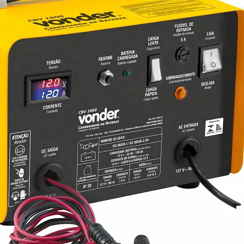 Carregador de bateria 32-150ah 12v 127v cbv1600 vonder