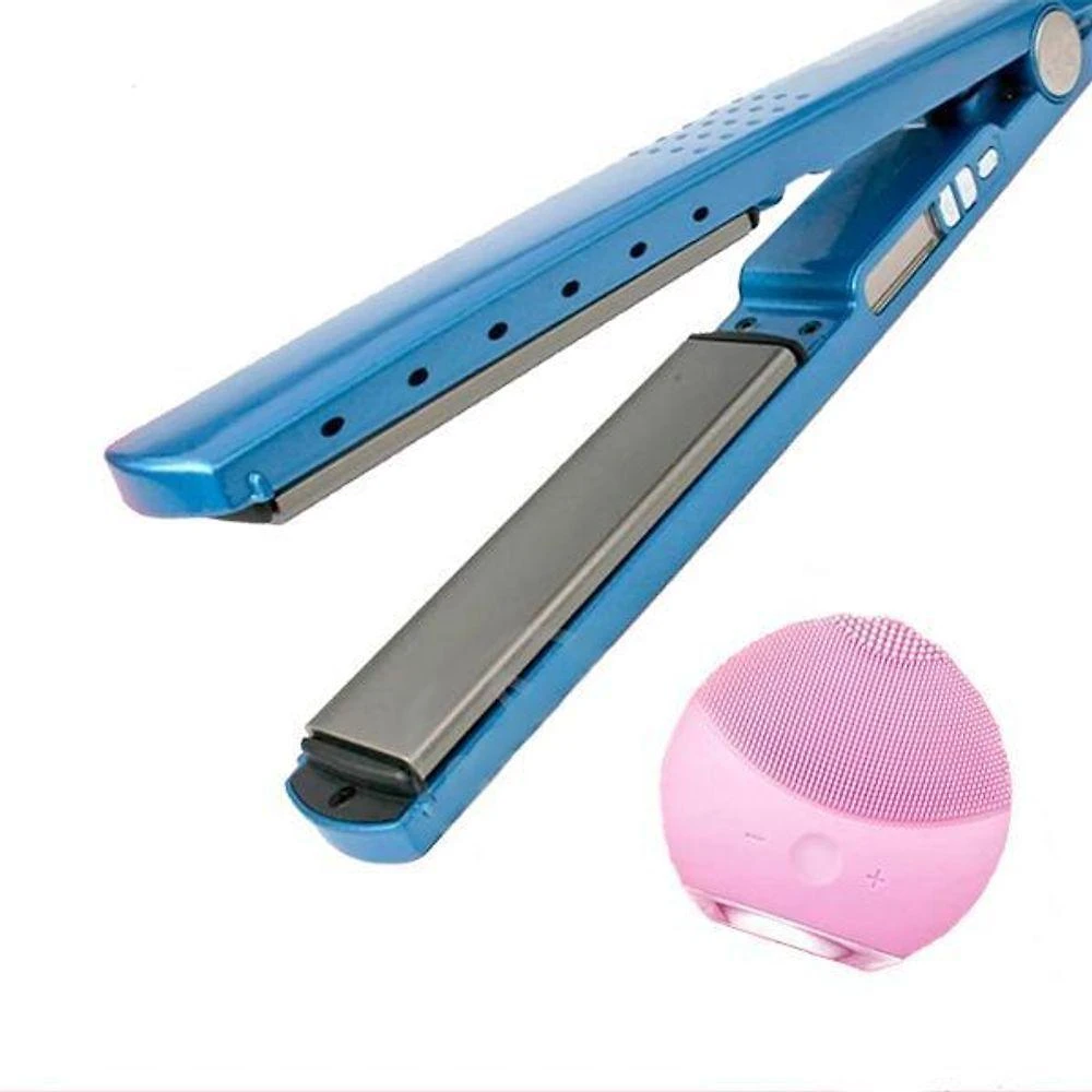 Kit 1 Prancha Nanotitanium + 1 Esponja Facial Rosa Bebê Nº27