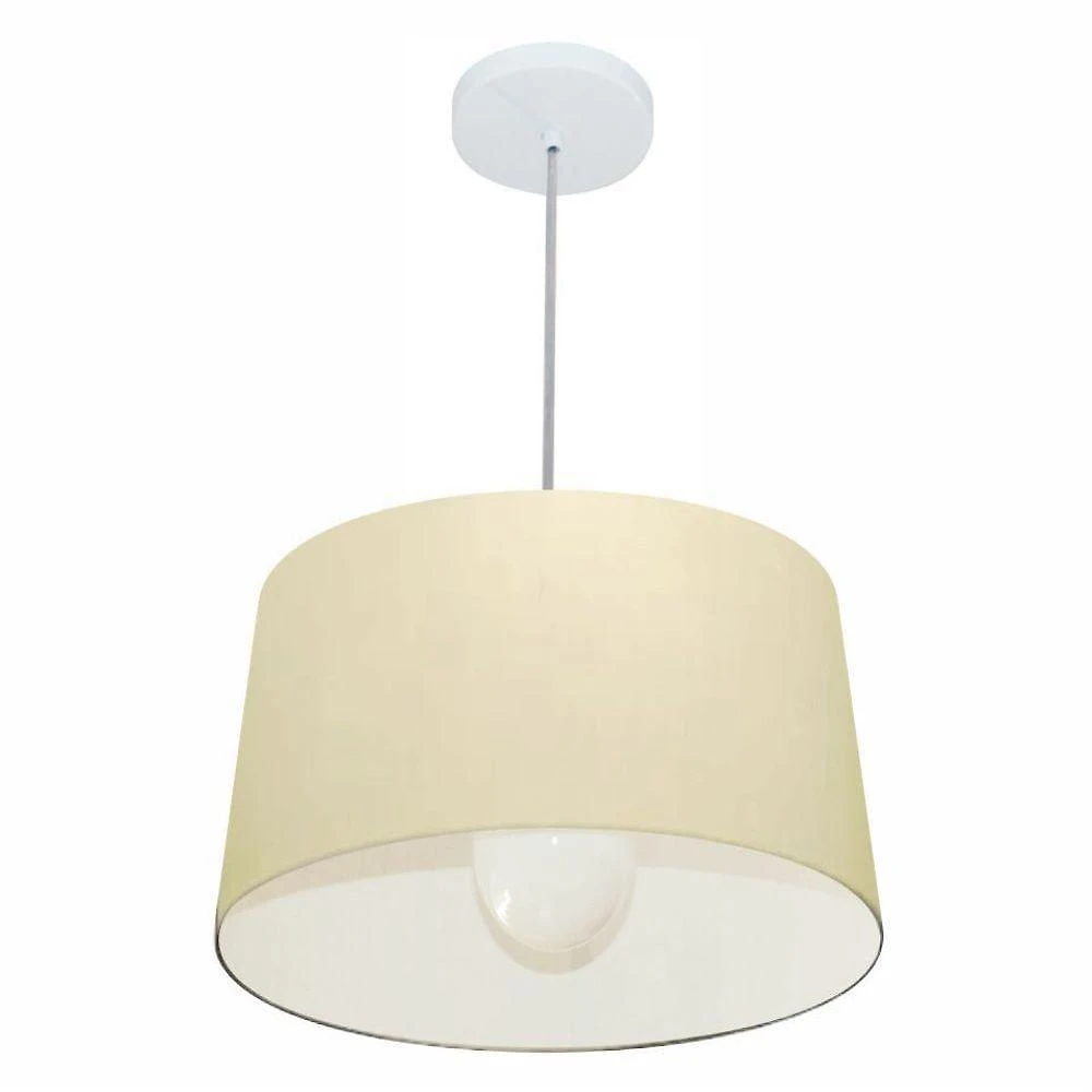 Lustre Pendente Cone Md-4241 Cúpula Em Tecido 30/45x40cm Algodão Crú - Bivolt