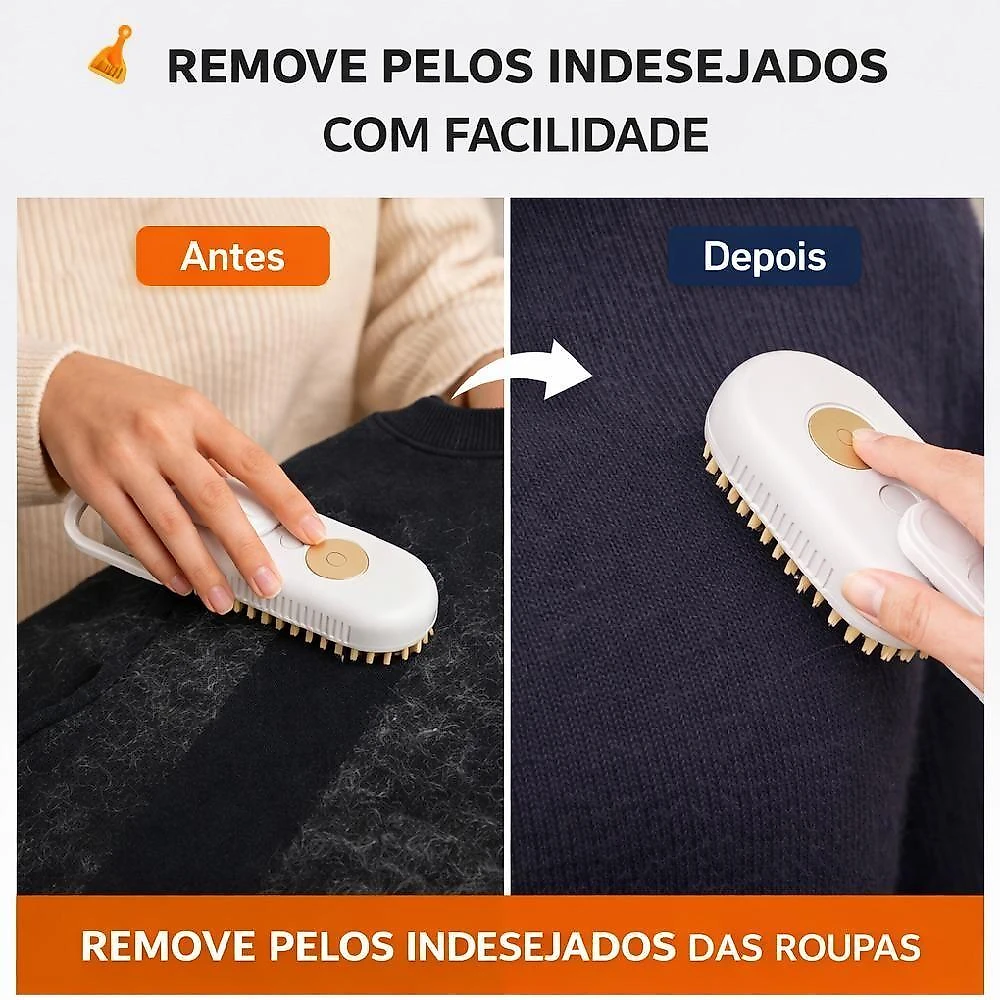 Escova a Vapor Yeet para Pets e Roupas Removedora de Pelos Portátil Recarregável 1 Unidade