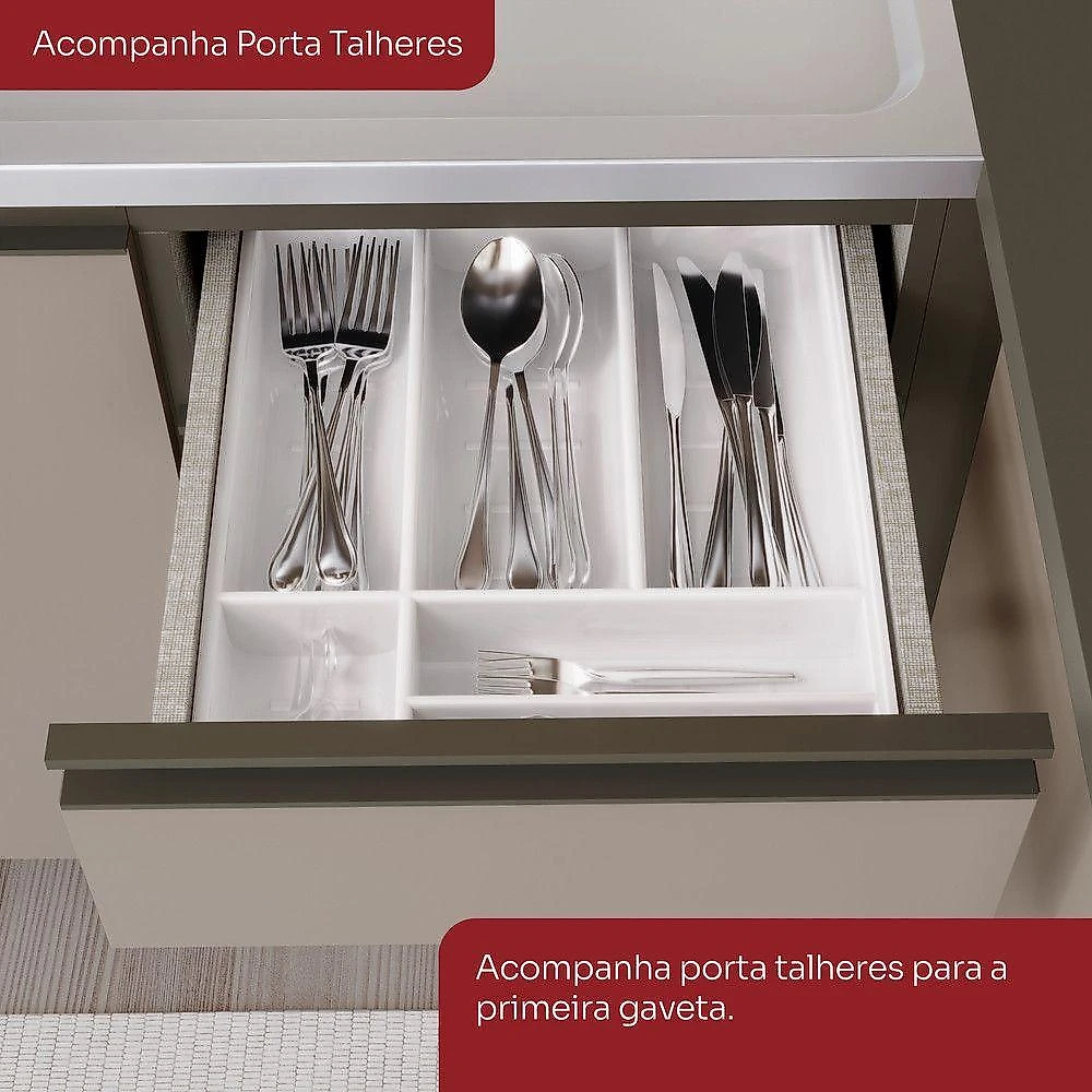 Cozinha Compacta Connect 10 Portas 5 Prateleiras MDF Duna-cristal Móveis Henn