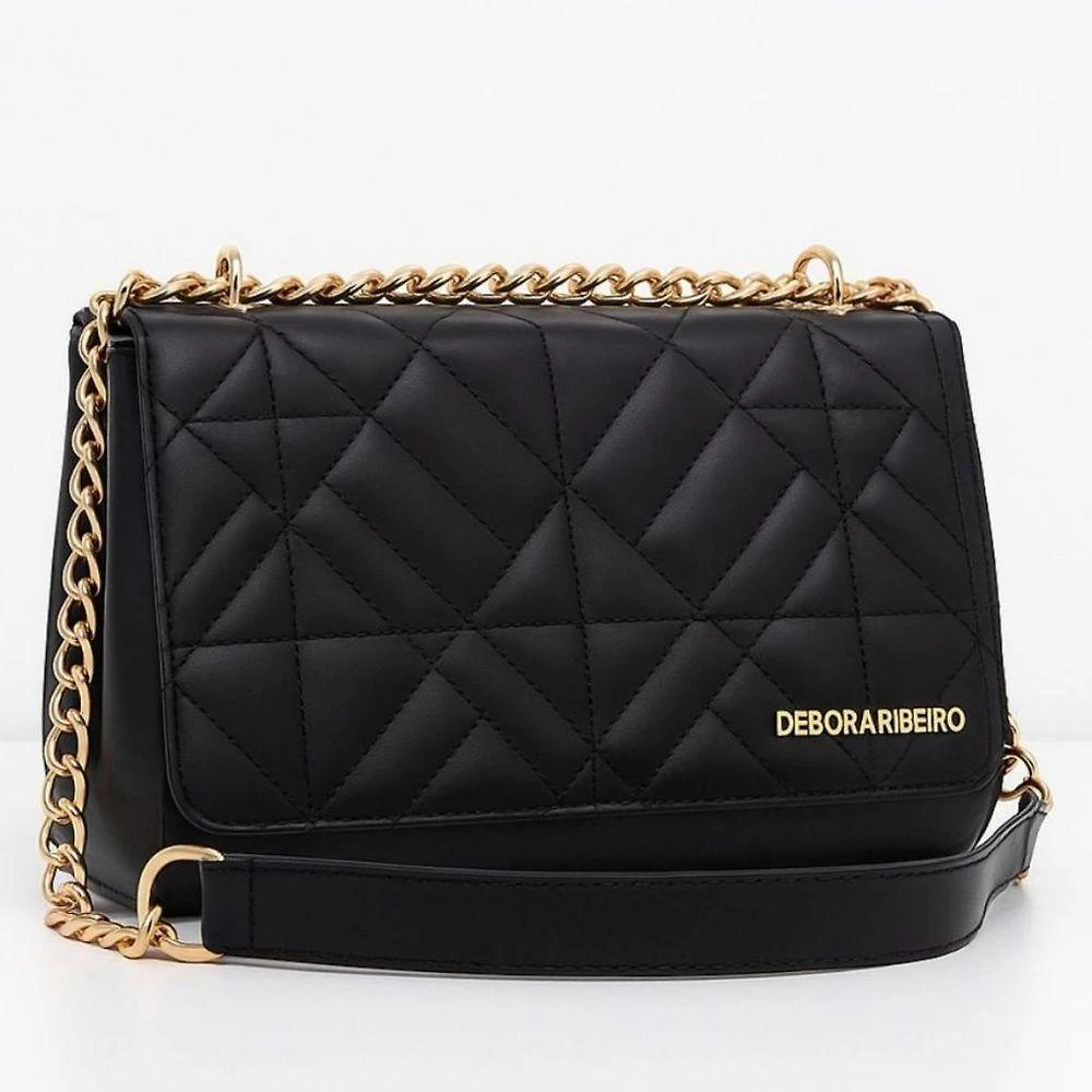 Bolsa Feminina Transversal OEM Débora Ribeiro Couro Ecológico Sintético 21cm Preto Feminino