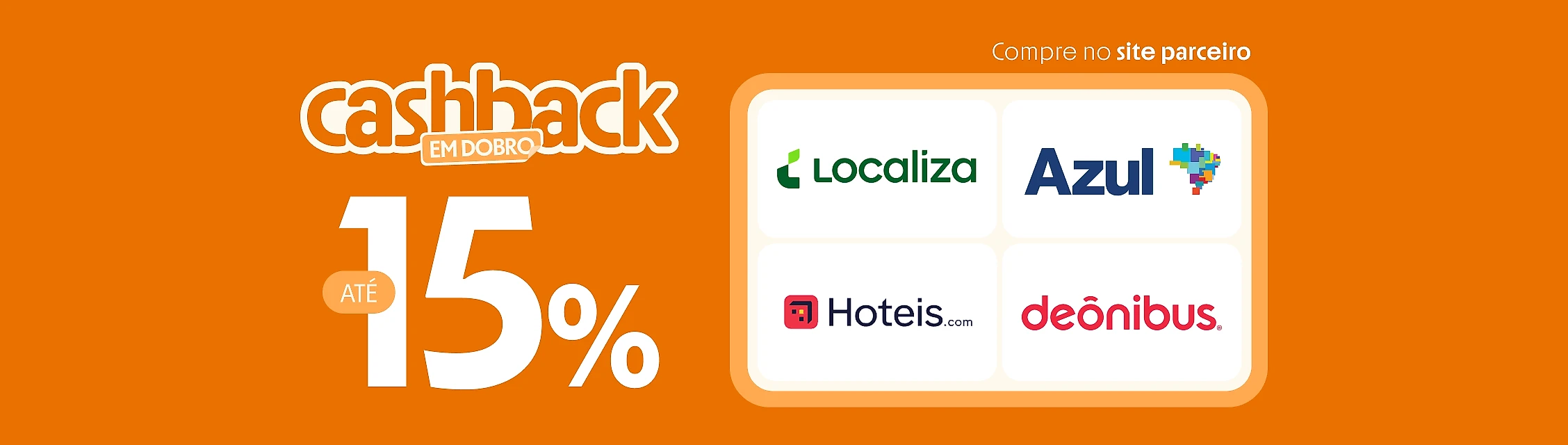 Viagens até 15% de cashback