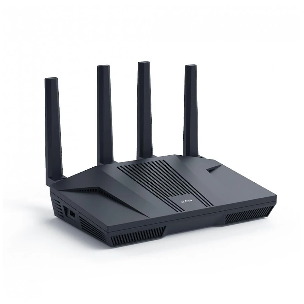 Roteador WiFi 6 GL.iNet Flint 2 Preto 2 Portas 2.5G Ethernet Alta Velocidade GL-MT6000 5V