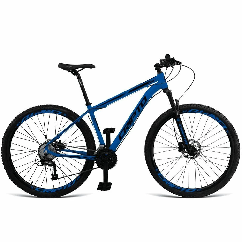 Bicicleta Aro 29 Cripto 24 Marchas Freios Disco E Suspensão Pneu Bege - Azul Hunter/preto - 17" Azul Hunter/preto