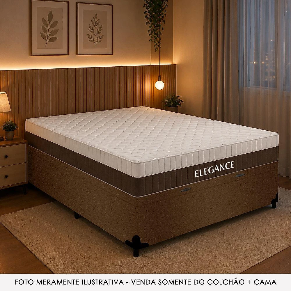Cama Box com Baú Casal Royal Air Pillow Top Molas Ensacadas Suede Marrom