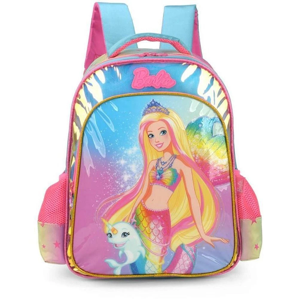 Mochila Infantil Luxcel Barbie Grande 44x30x15cm Verde