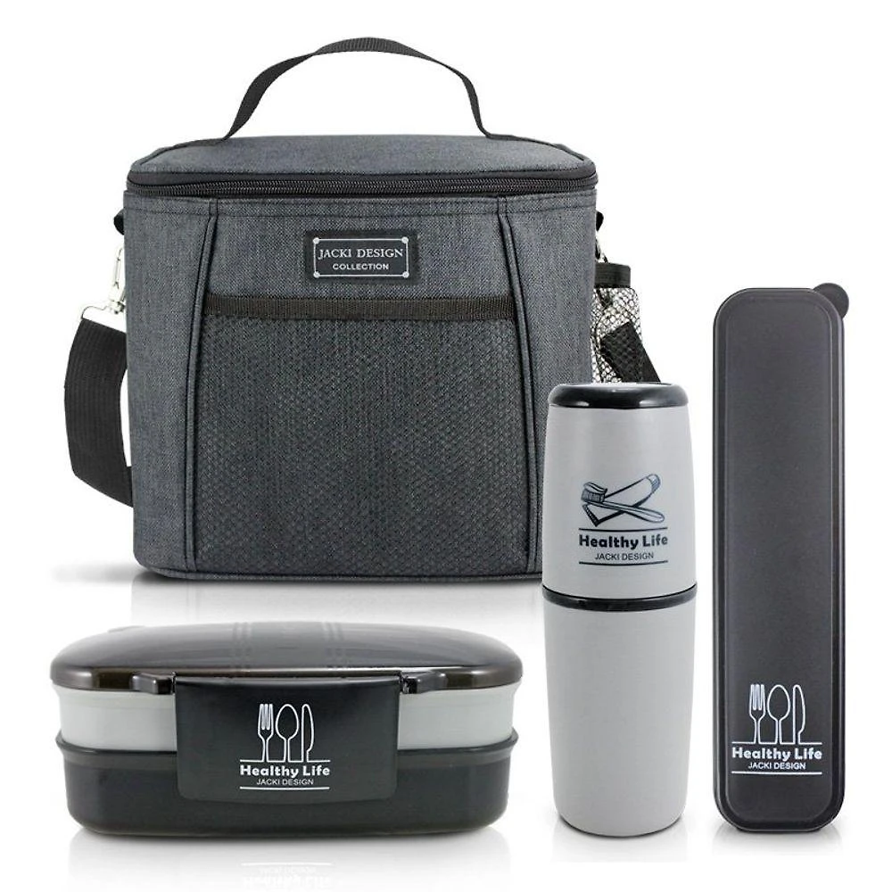 Bolsa Térmica Concept Com Pote De Marmita E Porta Talheres Com Porta Escova E Pasta De Dente Preto
