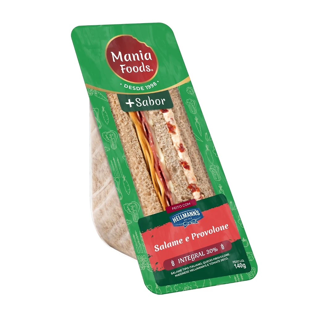 Sanduíche Mania Lanches Natural Light Salame Provolone