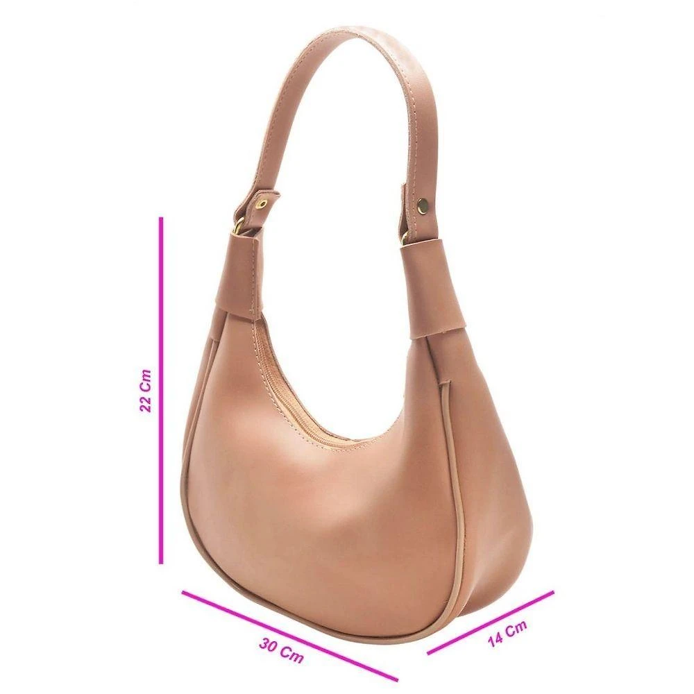 Bolsa Feminina OEM Salton Meia Lua em Courino 24 e 5x34x8 Nude com Fechamento em Zíper para Público