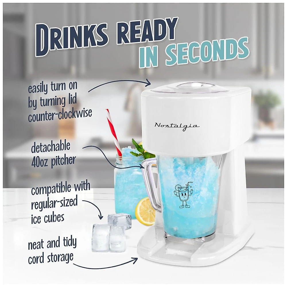 Máquina de Raspadinha Slush Nostalgia Branca 1,2L Mistura Automática 120V