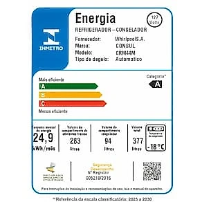 Geladeira Consul CRM44MB Duplex Inverter 377L Frost Free Branca 110V