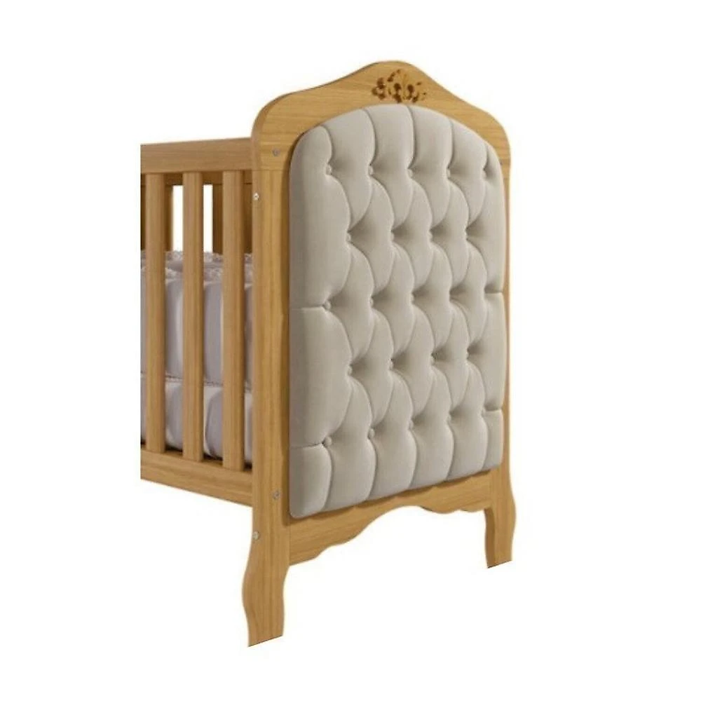 Quarto de Bebê 2 Peças com Berço Capitonê Cômoda 4 Gavetas Aquarella Espresso Móveis Nature/Branco