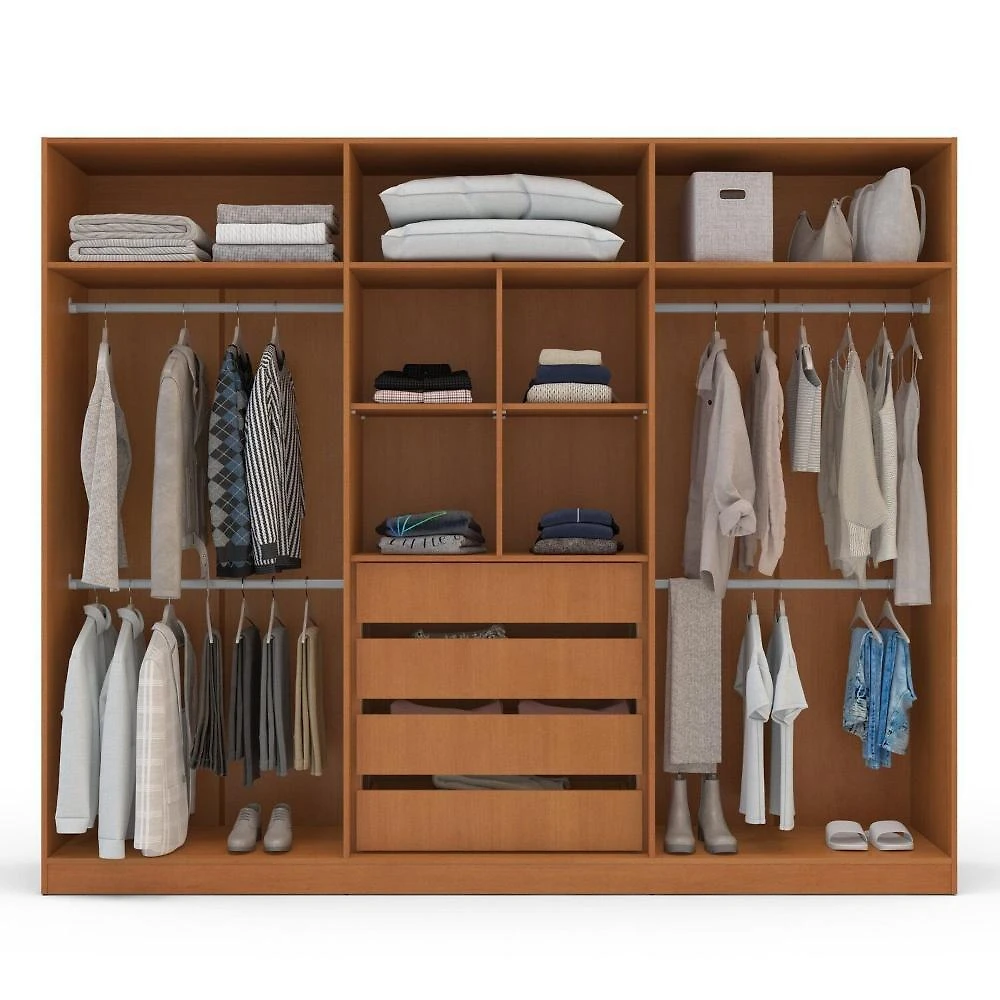 Miniatura Guarda Roupa 6 Portas e 4 Gavetas com Espelho Valência Freijo/Creme