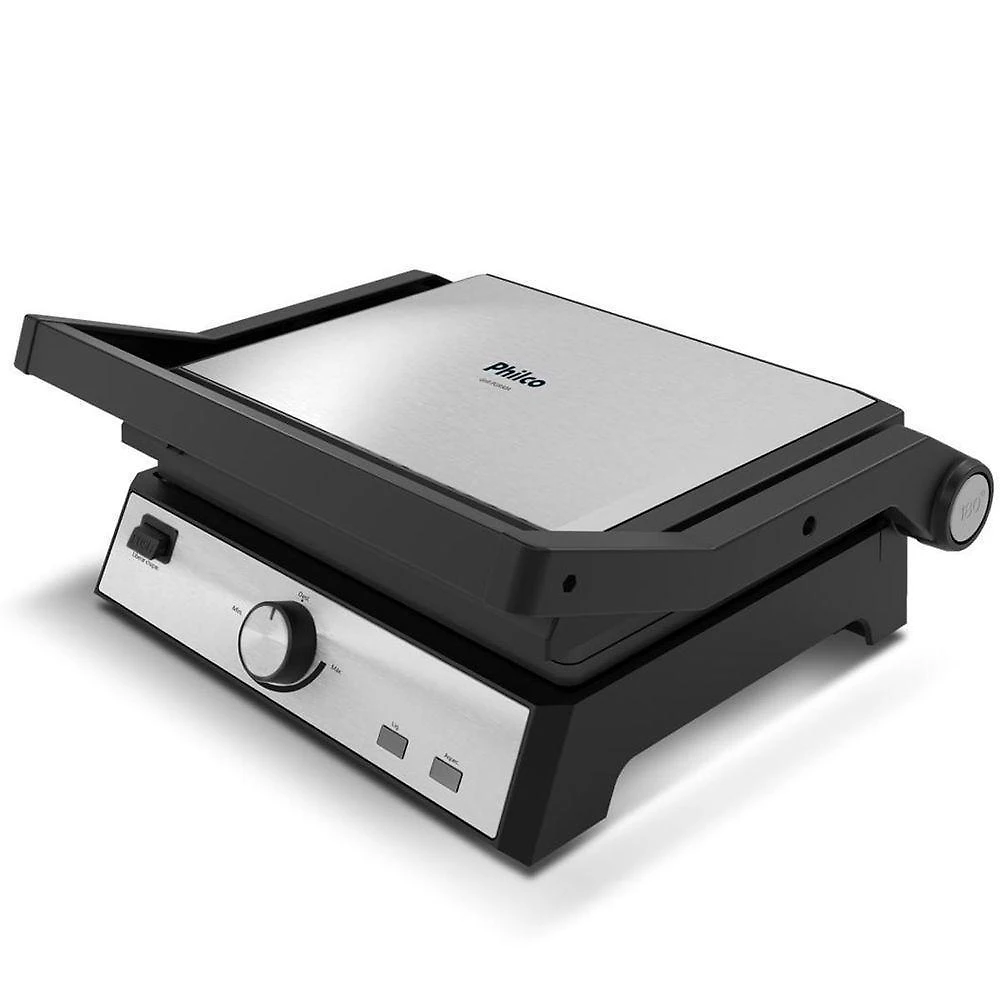 Grill philco pgr50a 2 em 1 com chapas removíveis antiaderente inox 1500w 110v
