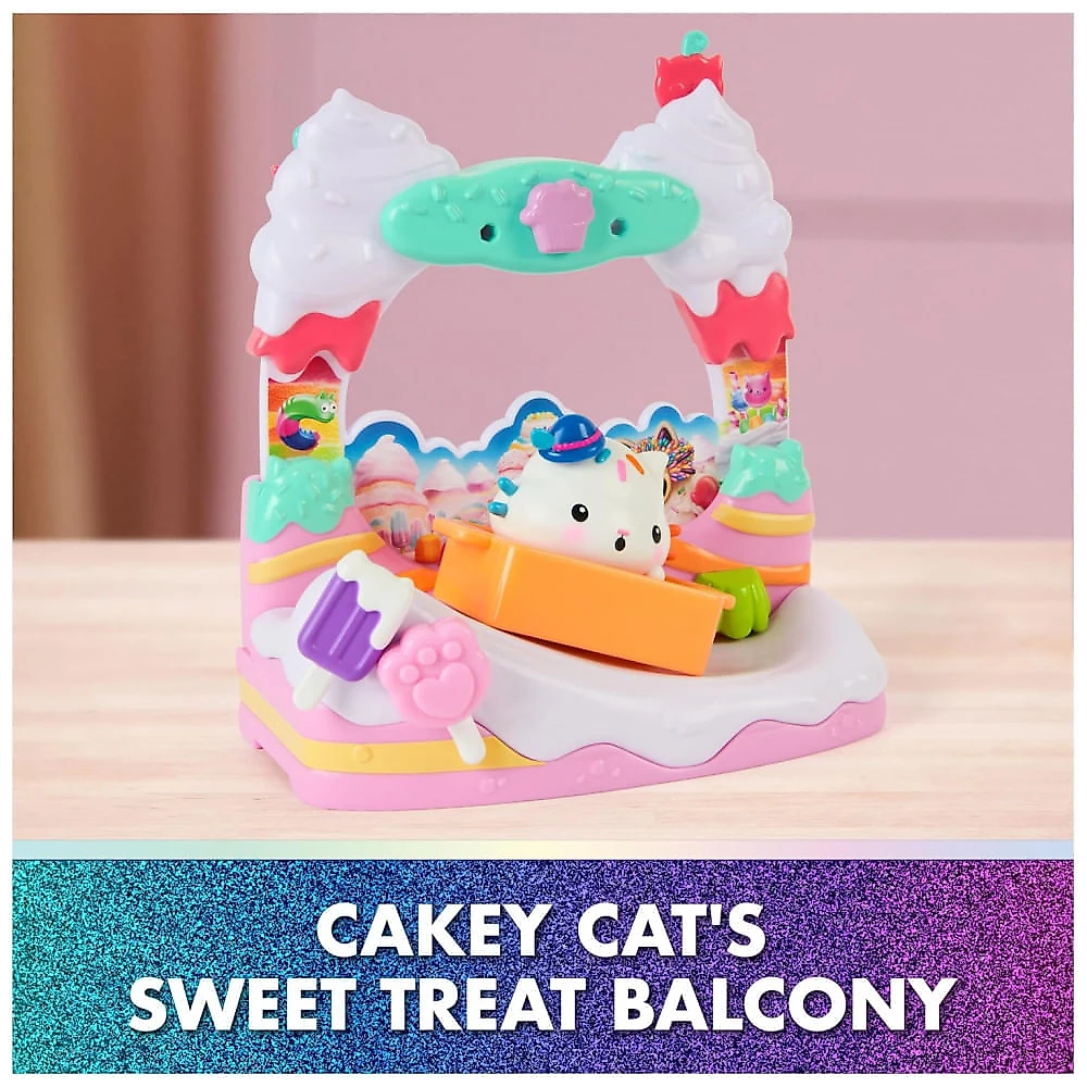 Gabby's Dollhouse: O Filme, Varanda de Doces Cakey Cats com Boneco de Brinquedo e Acessórios de Casa de Bonecas, Brinquedos para Meninas e Meninos