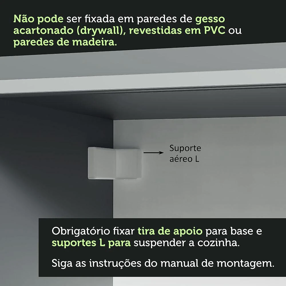 Armário de Cozinha Completa Suspenso 300cm Cinza Nice Madesa 04 Cinza