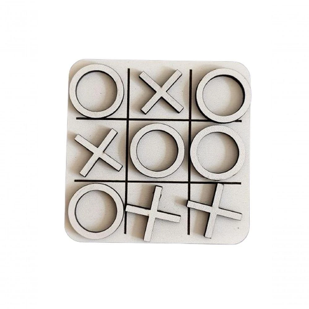 Jogo da Velha F031 em MDF 3MM com Corte e Gravação CNC Laser Branco Trovarelli Móveis