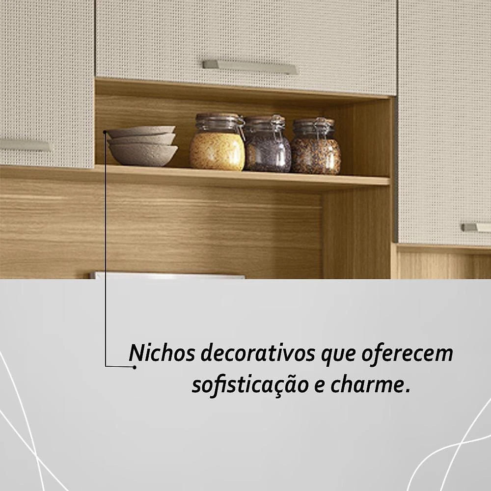 Armário De Cozinha Compacta Mdf 6 Portas Ferrara Plus Freijó-soft